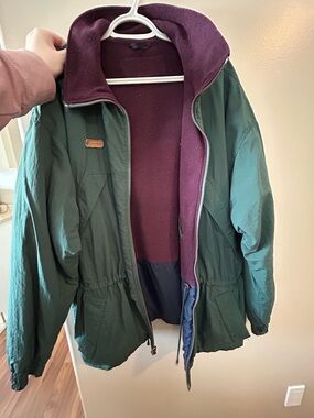 Columbia Vintage Two-Tone Zip Jacket with Plum Fleece Lining